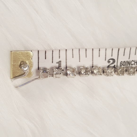 15" Vintage rhinestone silver tone choker - Picture 7 of 8